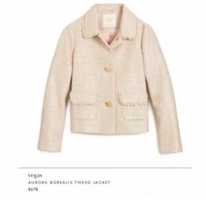Kate Spade NWT AURORA BOREALIS pink cream metallic TWEED JACKET Sz 10 MSRP $678